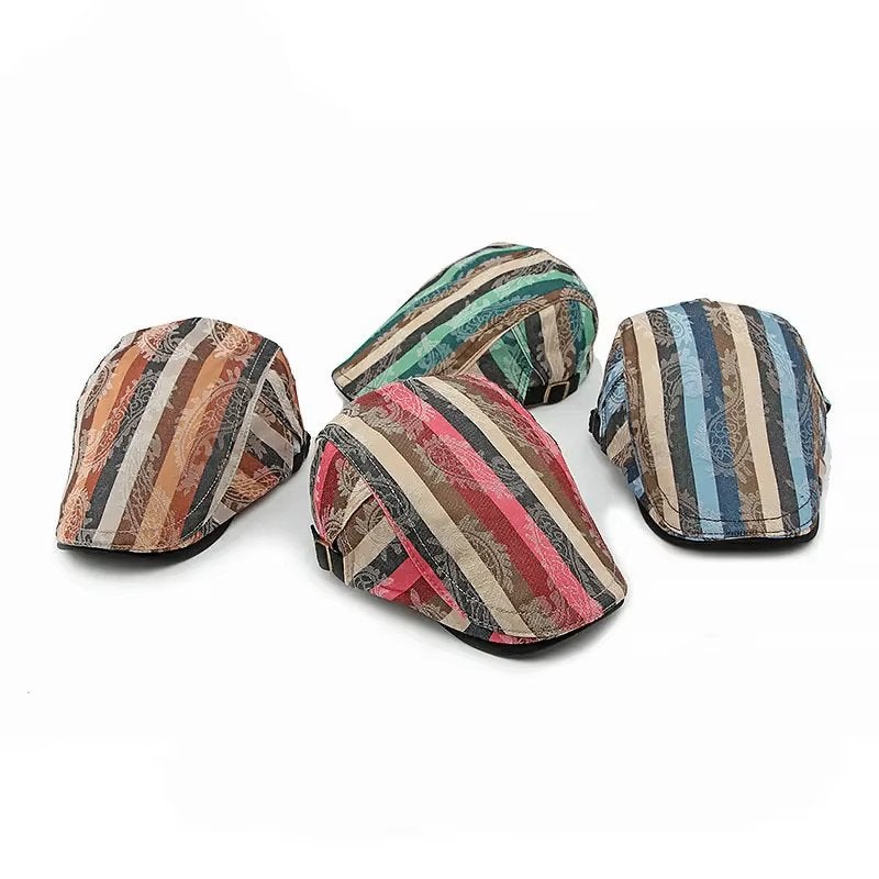 Gestreepte paisley flat cap (platte pet), Verzenden, Nieuw, Pet