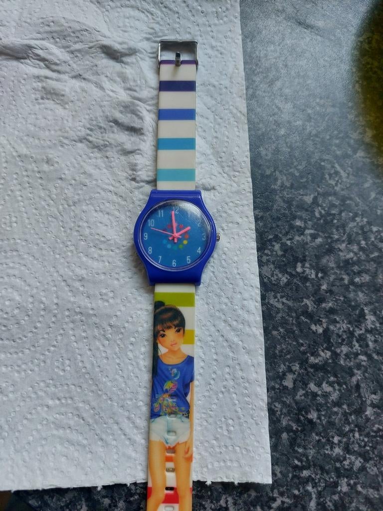 TOPModel Nyela siliconen horloge - glaasje iets dof, Ophalen of Verzenden, Gebruikt, Blauw, Meisje