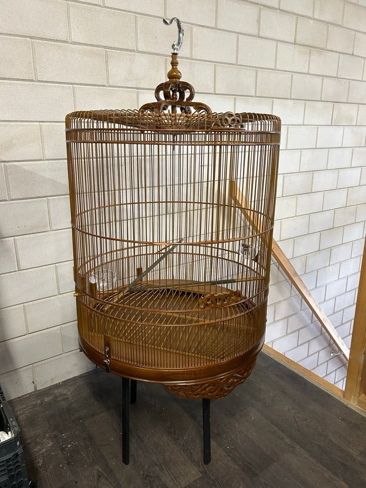 Houten Vintage vogelkooi Kuby, Ophalen of Verzenden, Zo goed als nieuw, Hout, Vogelkooi