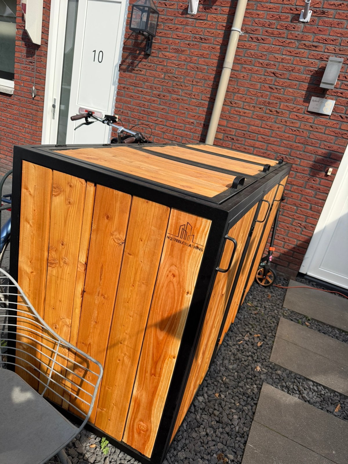 Op maat gemaakge kliko ombouw net douglas hout, Tuin en Terras, Bergingen en Tuinkasten, Ophalen, Zo goed als nieuw, Hout, Containerberging