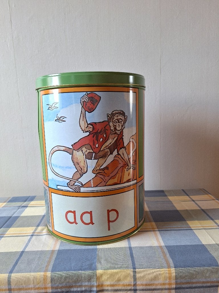 Groot blik aap - noot - mies, Verzamelen, Blikken, Ophalen, Gebruikt, Overige
