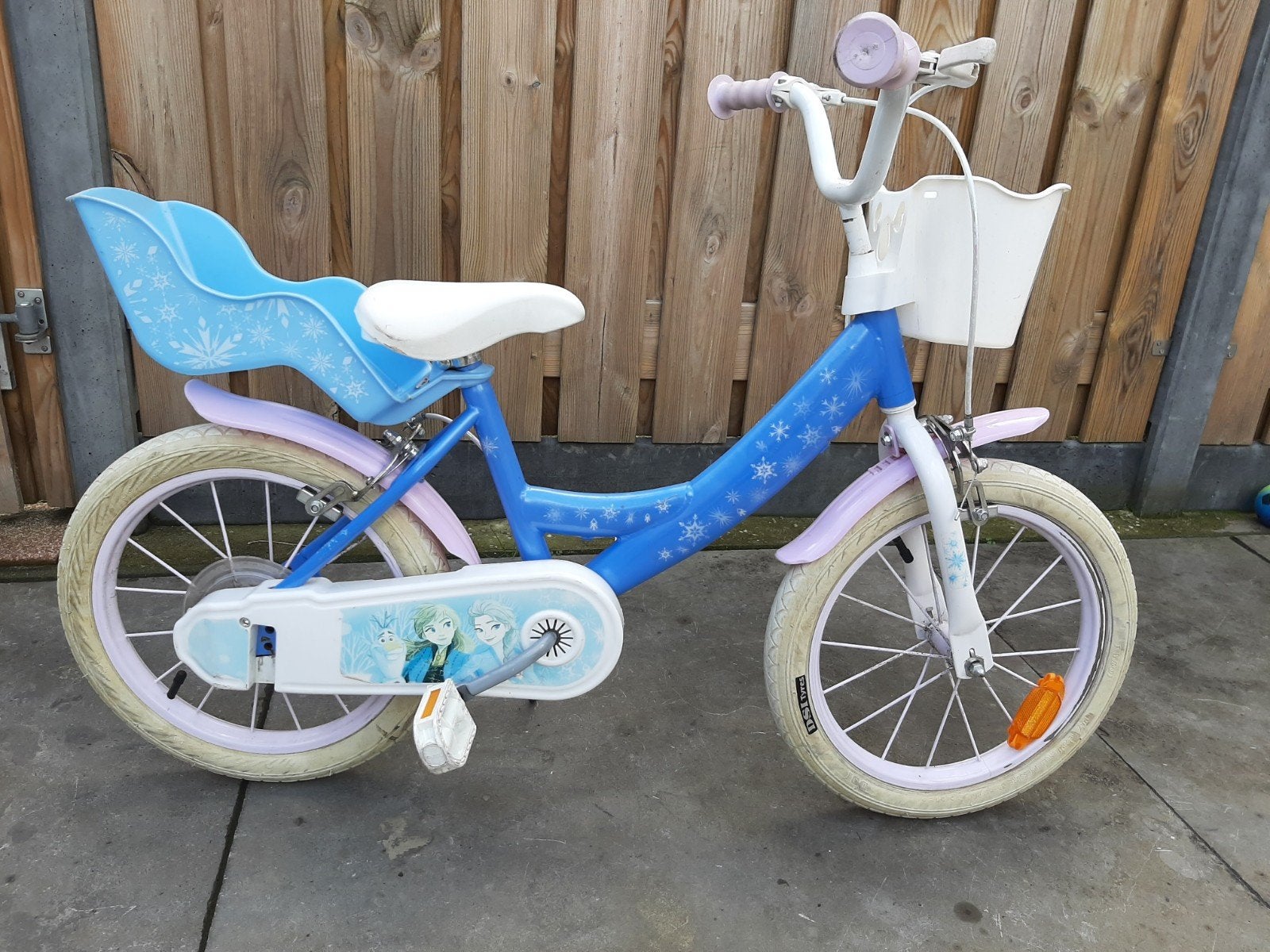 kinderfiets meisjesfiets Frozen 16 inch 30 cm 2  handremmen, Ophalen, 16 tot 20 inch, Velgrem, Zo goed als nieuw
