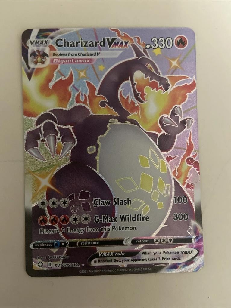 Charizard VMAX SV107/SV122 psa waardig, Hobby en Vrije tijd, Verzamelkaartspellen | Pokémon, Ophalen of Verzenden, Zo goed als nieuw
