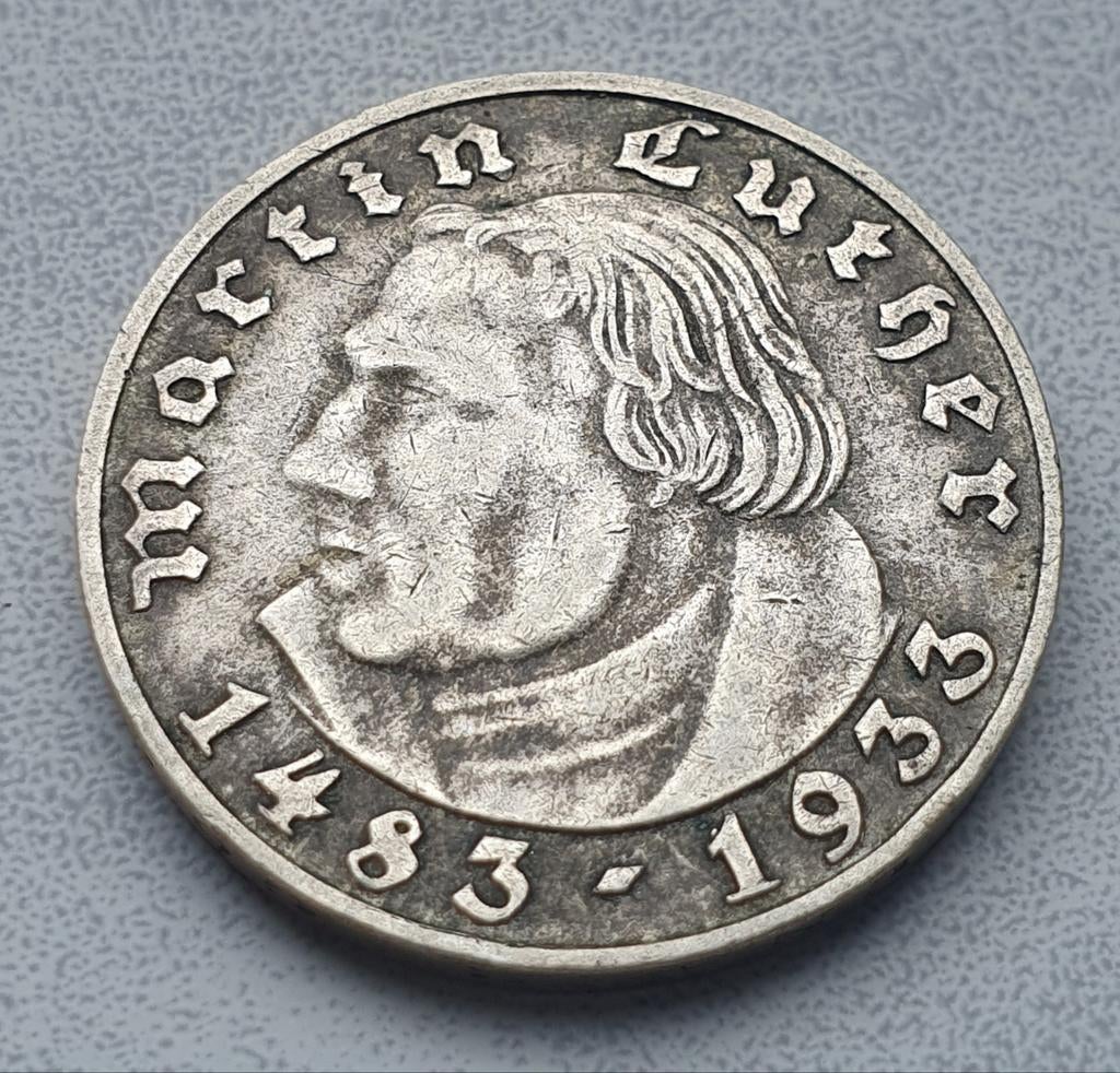 2 reichsmark 1933 Duitsland, Ophalen of Verzenden, Duitsland, Losse munt, Zilver