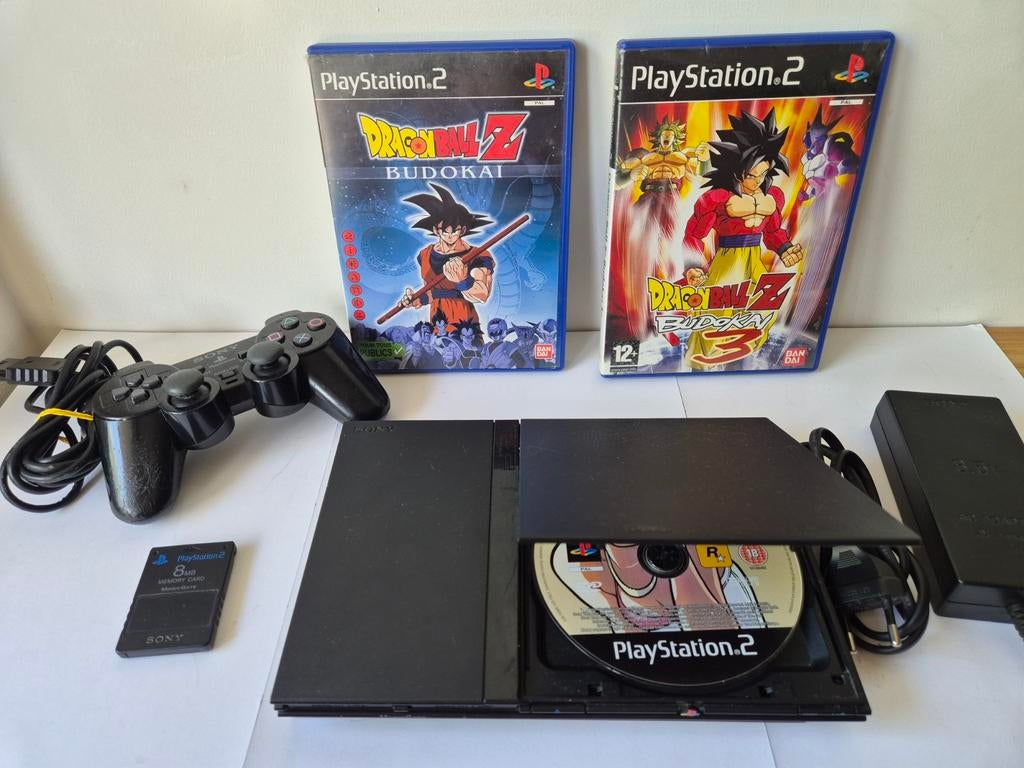 PlayStation 2 Slim SCPH-70004 +Controller, 3 Games. Ongetest, Ophalen of Verzenden, Gebruikt