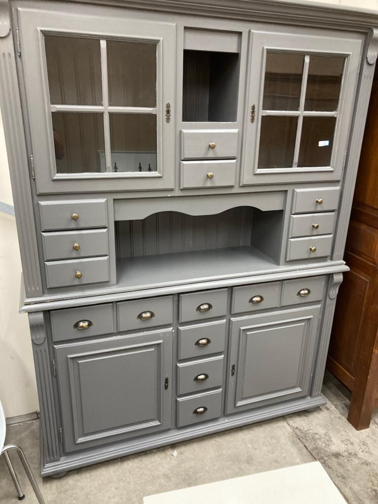 Grijze gepimpte buffetkast - 150x202x40 cm, Gebruikt, Ww, 200 cm of meer, W