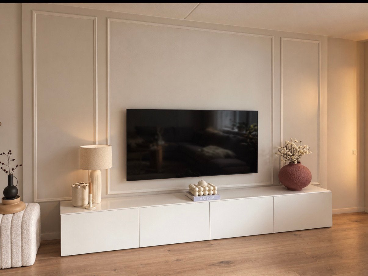 Tv meubel dressoir wit 240x42x38 cm, Ophalen of Verzenden, Zo goed als nieuw, 200 cm of meer, Minder dan 100 cm