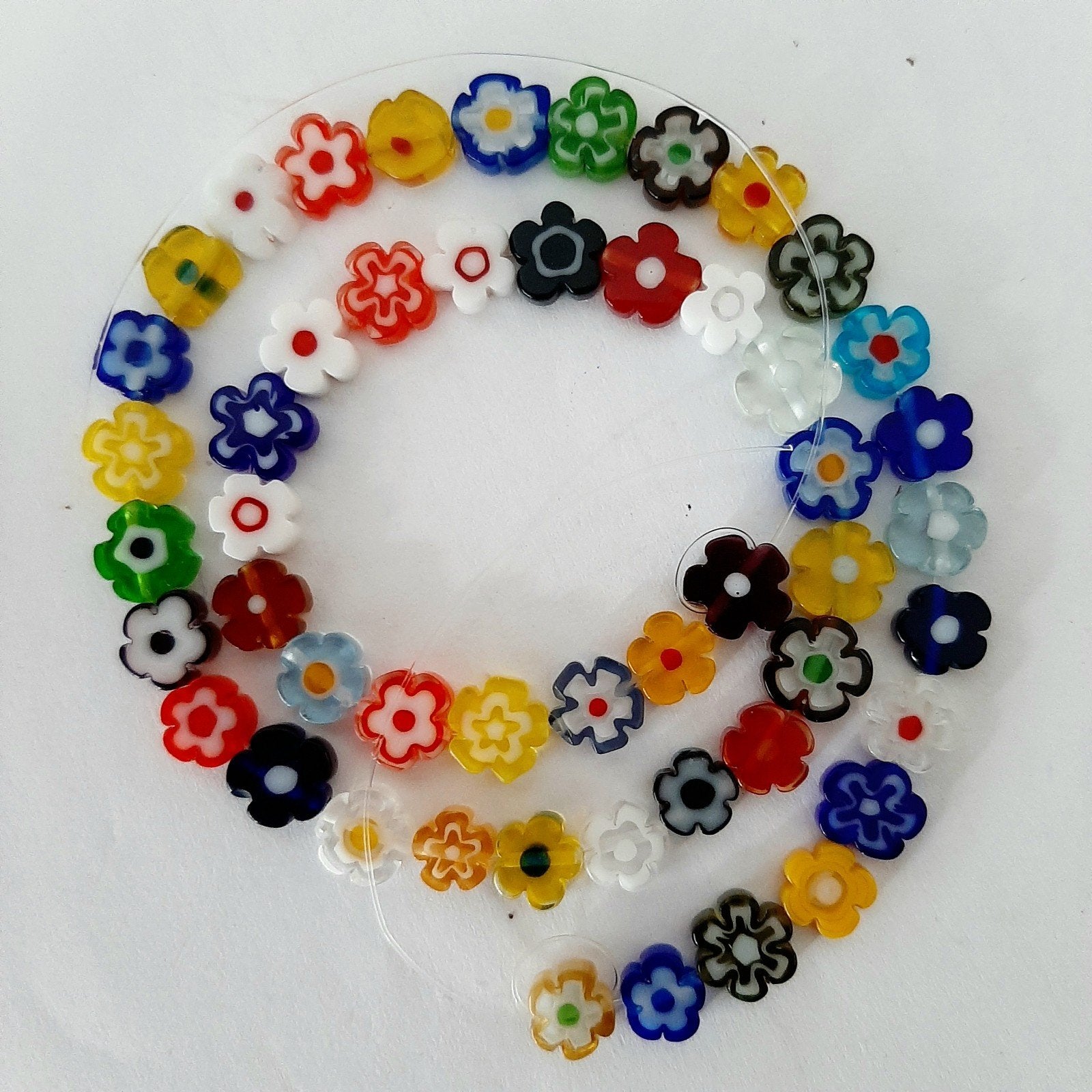 50x Millefiori bloem kralen +/- 8 mm, Ophalen of Verzenden, Nieuw, Kraal