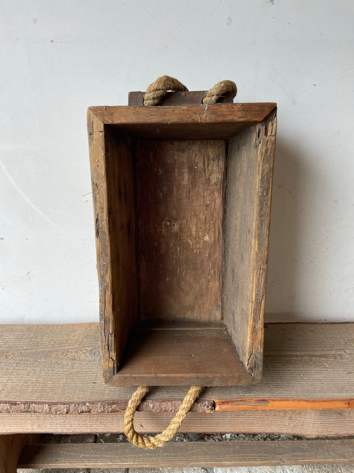 HOFFZ  houten bak met touw handvatten, Ophalen, Rechthoekig, Hout