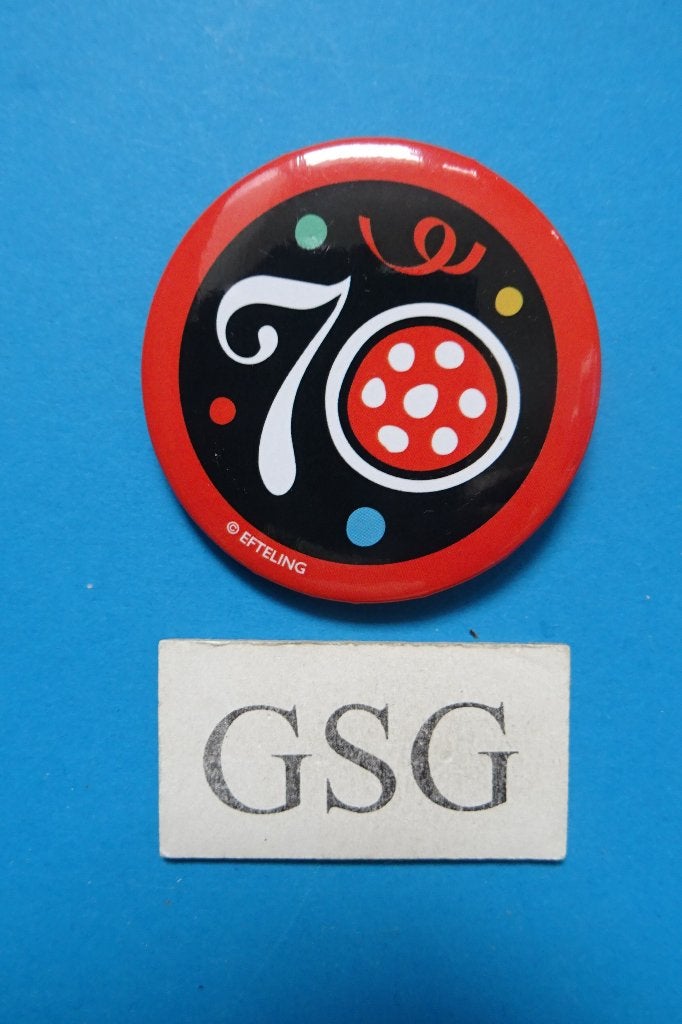 Efteling button 70 jaar rood nr. 50803-01, Ophalen, Nieuw, Button of Speldje