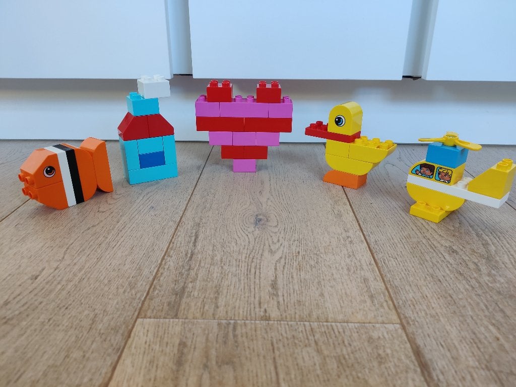 Lego Duplo figuren. O.a. Hart, eend, vis, helicopter, Ophalen, Overige thema's, Zo goed als nieuw, Compleet