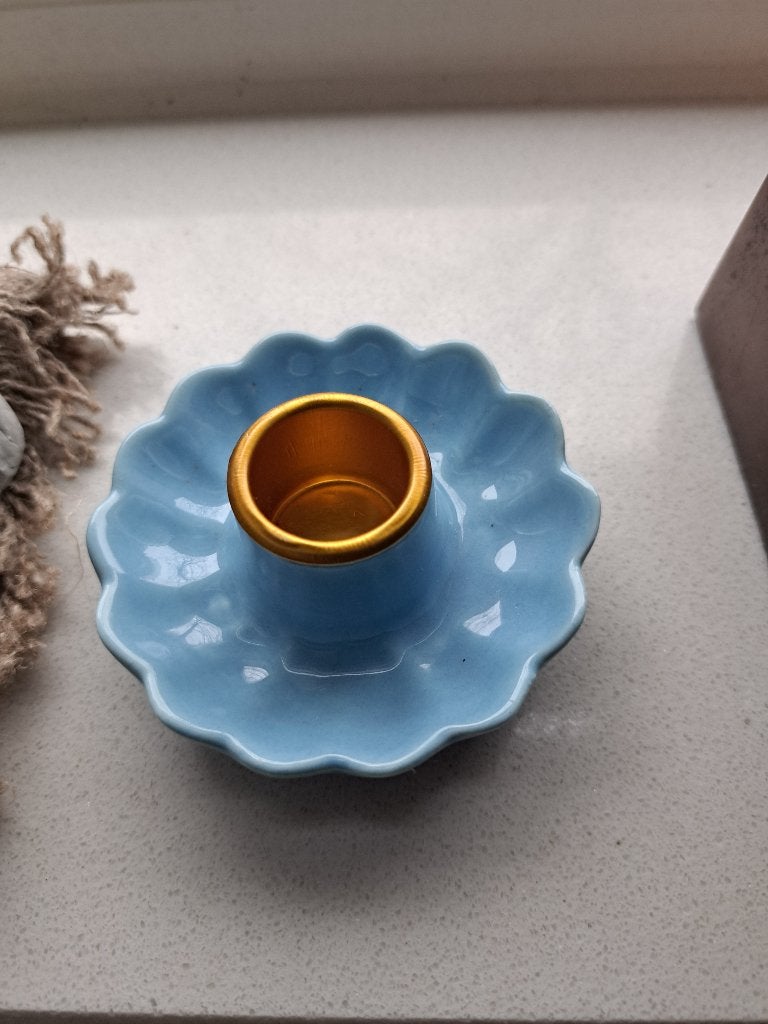 Zusss tafel kandelaar keramiek bloem, Huis en Inrichting, Zusss, Blauw, Nieuw, Ophalen of Verzenden
