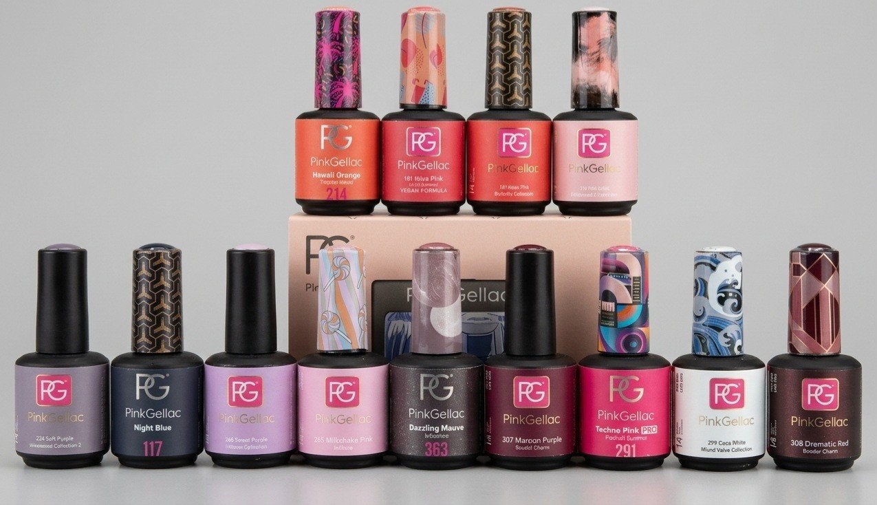 Pink Gellac - 13 kleuren (eventueel met nieuwe UV lamp), Gebruikt, Overige kleuren, Ophalen of Verzenden, Handen en Nagels