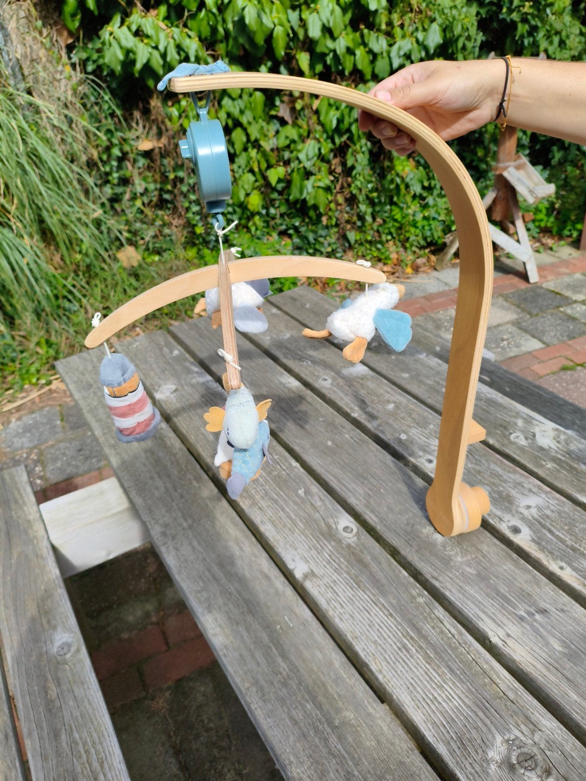 Houten baby mobiel, boxring en trekkoord Little Dutch, Ophalen, Gebruikt, Mobiel