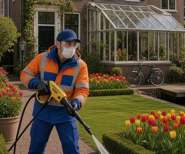 Hogedrukreiniging terras, oprit en tuinpaden