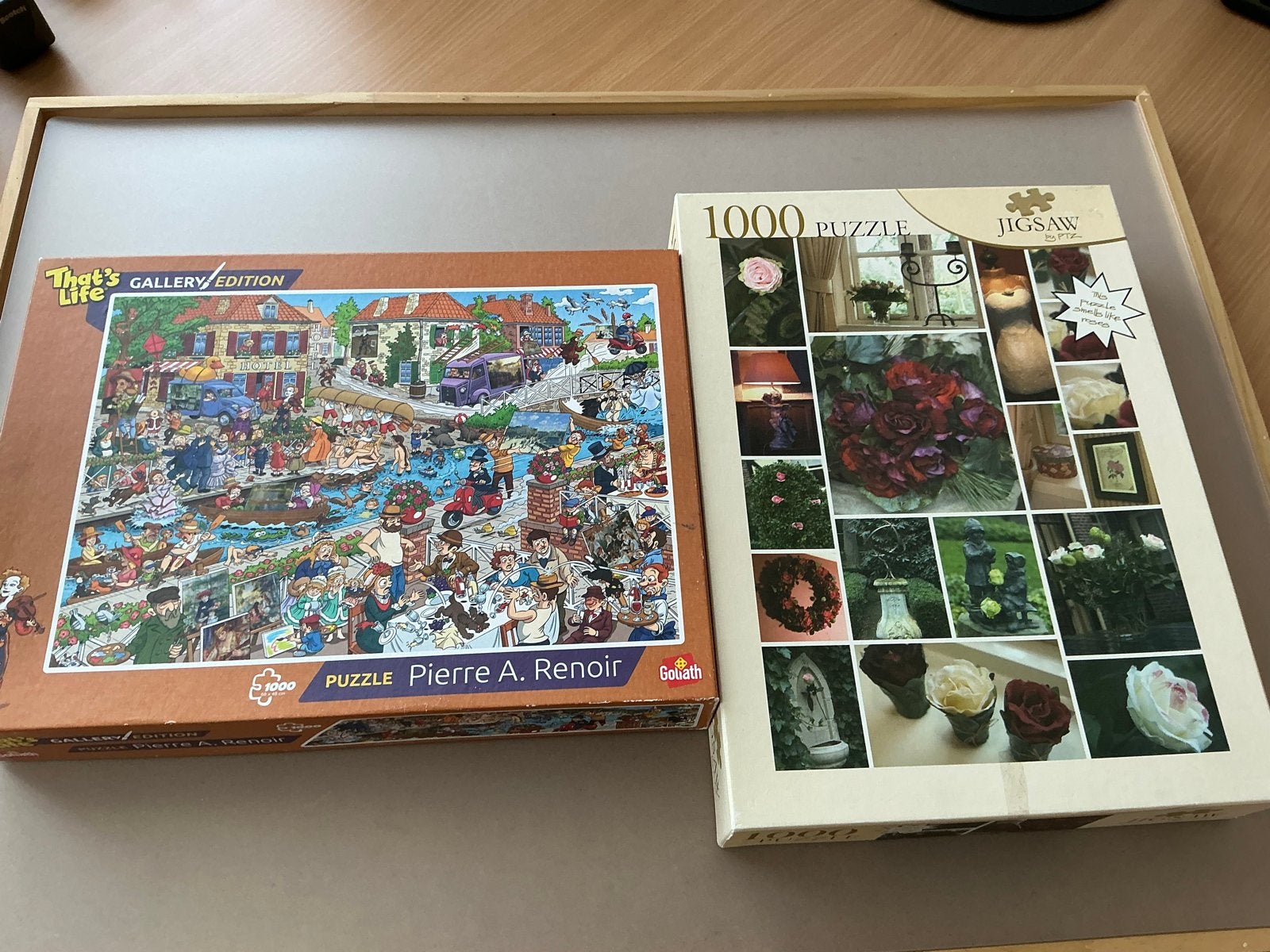 Twee 1000 stukjes legpuzzels: That's Life & Jigsaw, Ophalen of Verzenden, 500 t/m 1500 stukjes, Gebruikt, Legpuzzel