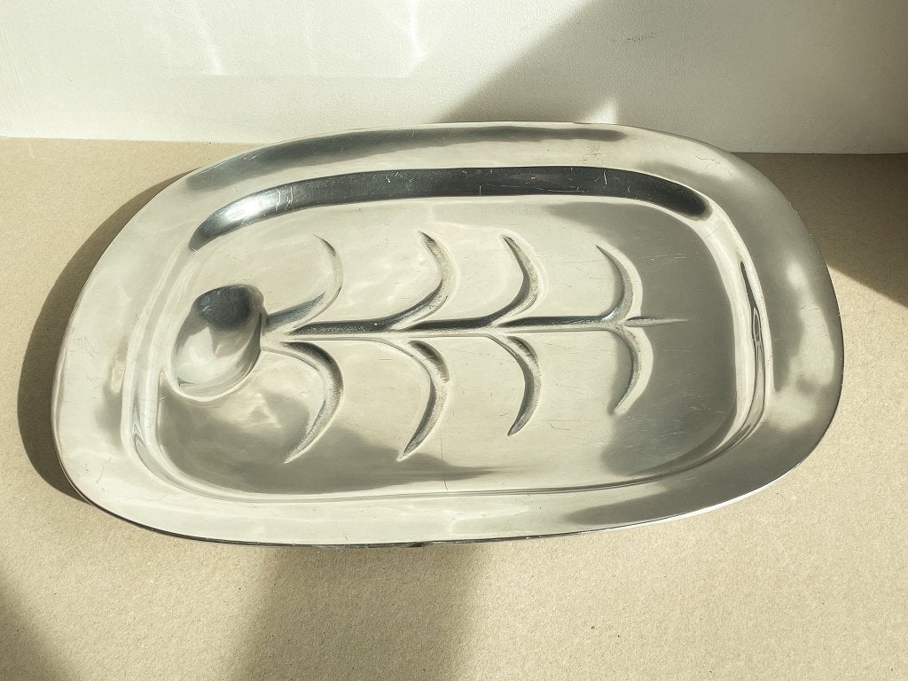 Aluminium groot plateau metalen serveerschaal zilveren kleur, Ophalen of Verzenden, Metaal, Overige vormen, Dienblad