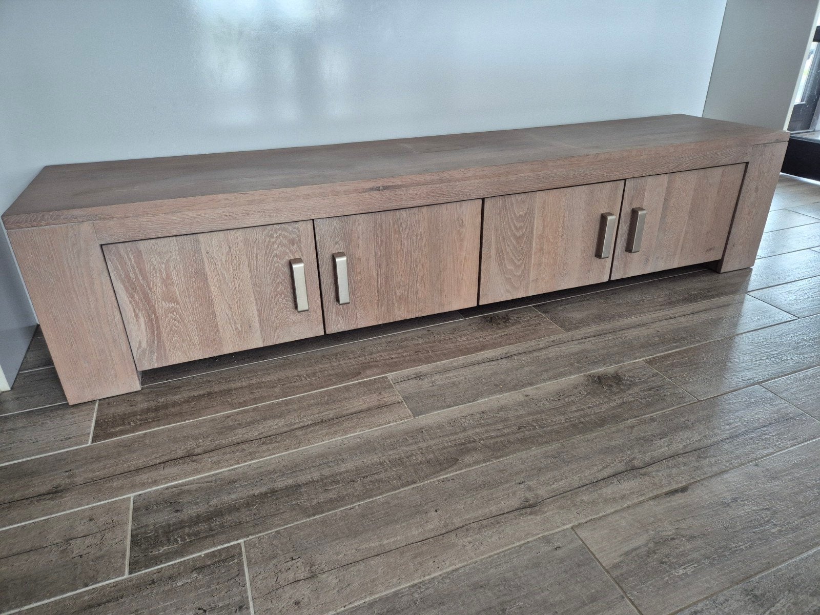 Eiken Rhino 36 TV-meubel - 210x45x45 cm, Ophalen, Gebruikt, Eikenhout, 200 cm of meer