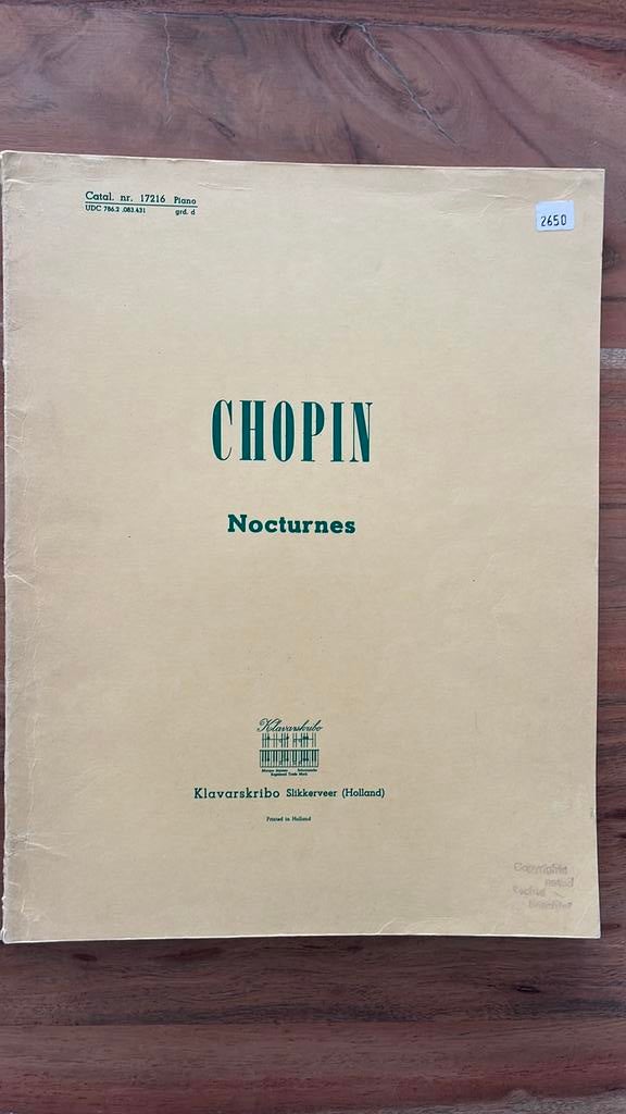 Chopin: 19 nocturnes (Klavarskribo), Gebruikt, Klassiek, Ophalen of Verzenden, Artiest of Componist