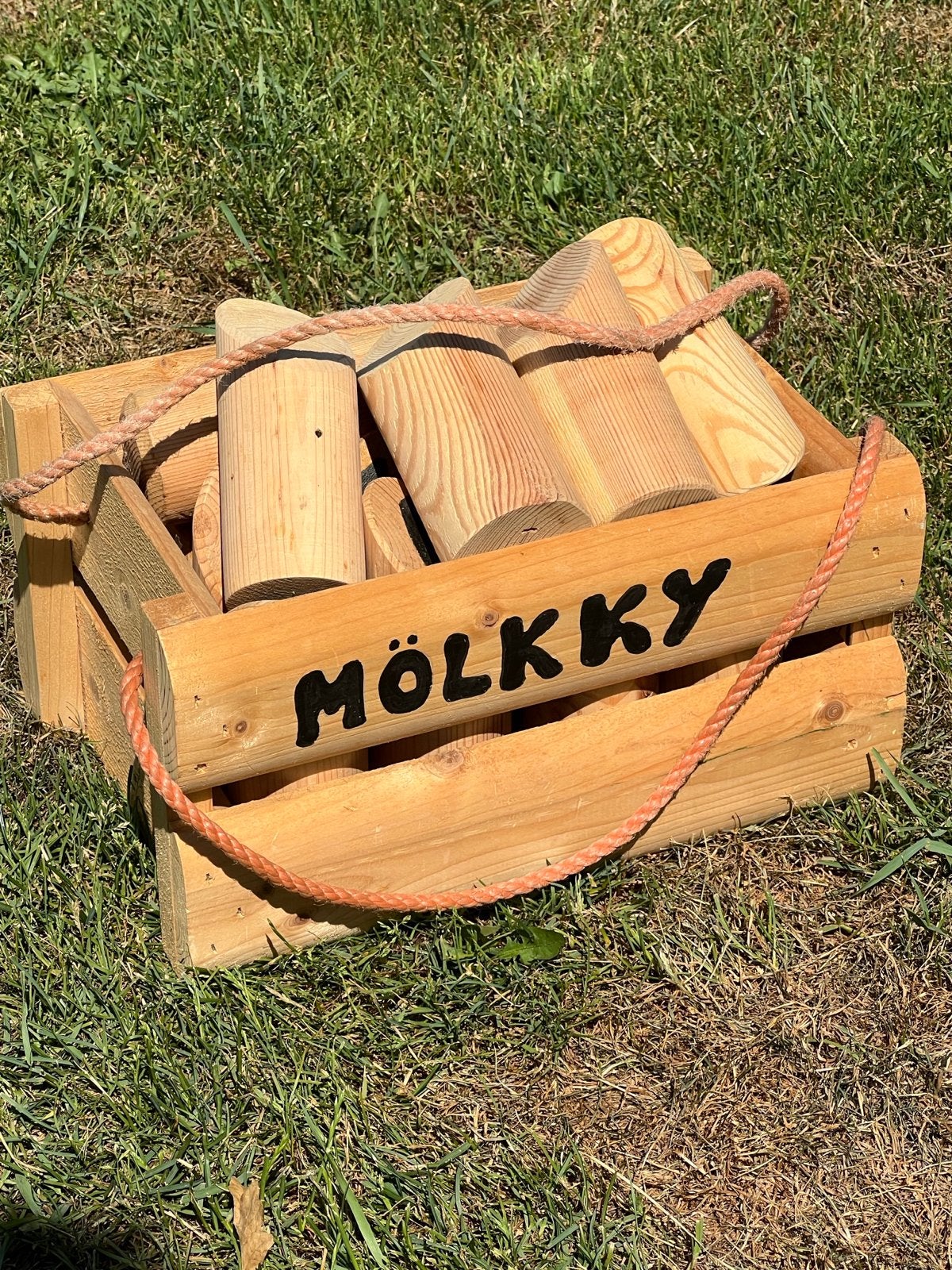 Mölkky Werpspel Luxe met Draagkrat, Ophalen of Verzenden, Zo goed als nieuw