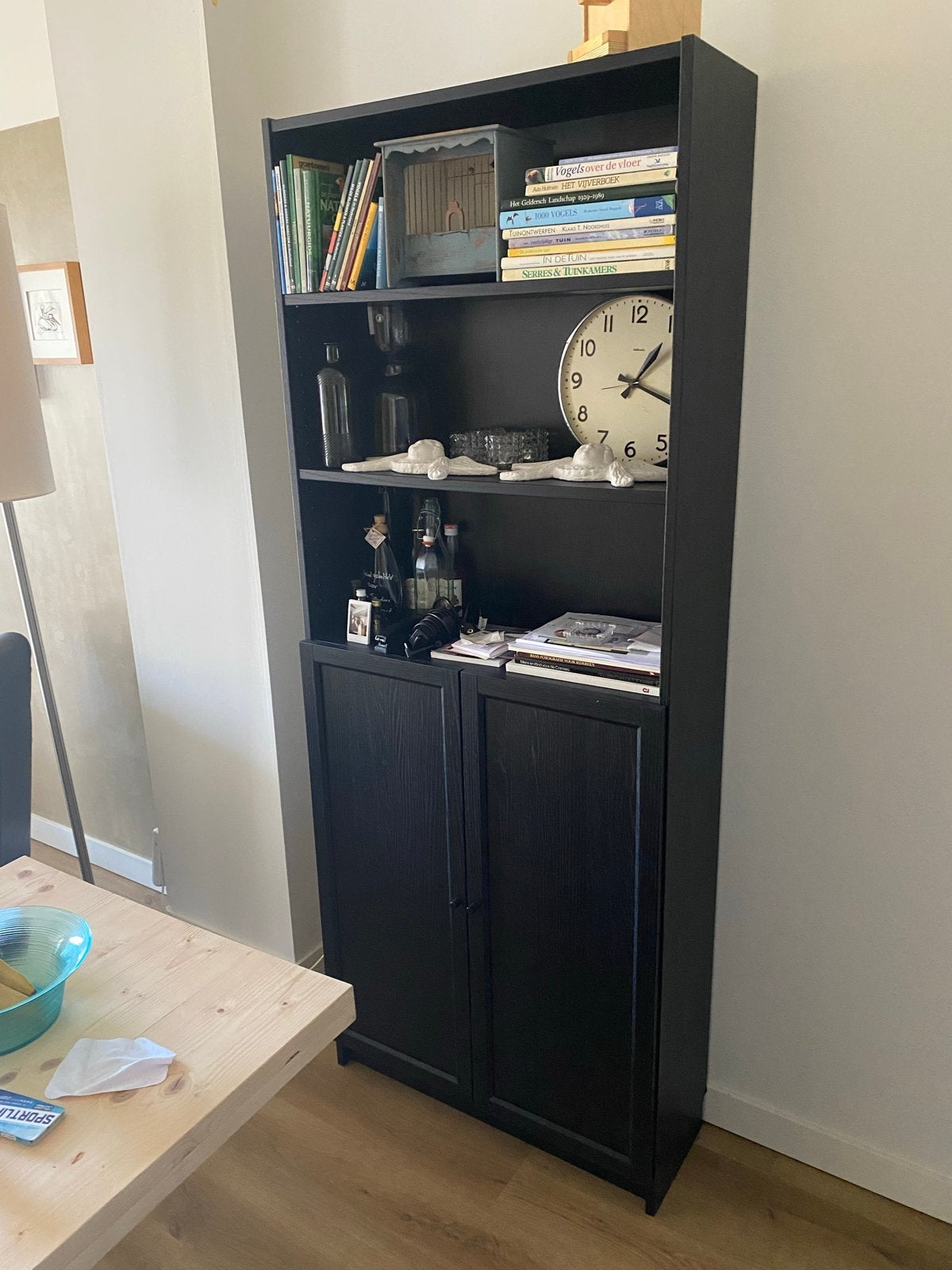 Zwarte boekenkast Billy Oxberg Ikea. Nieuwstaat!, Ophalen, Gebruikt, 200 cm of meer, 50 tot 100 cm
