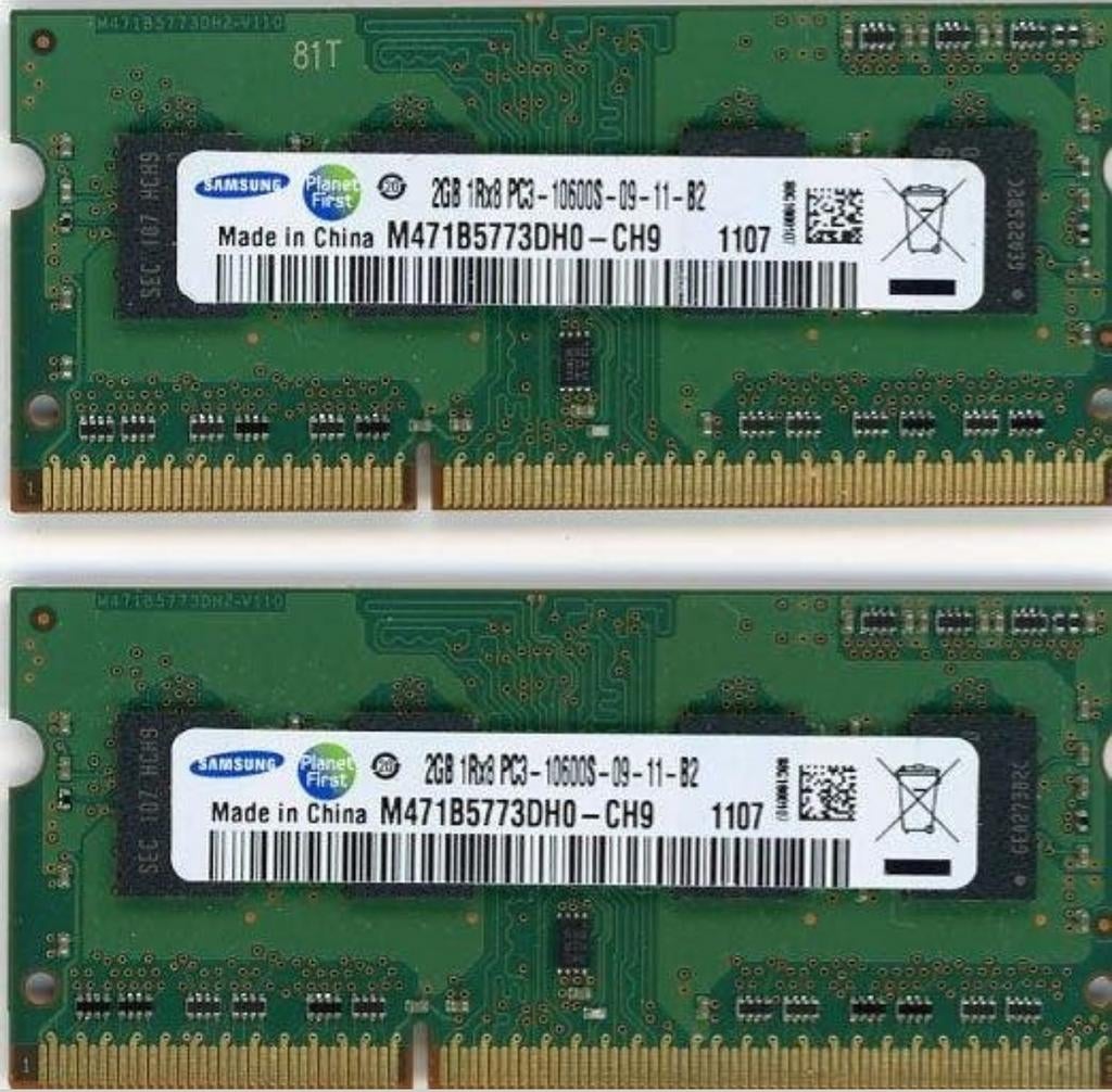 4x 2GB DDR3 sodimm RAM geheugen voor laptop/iMac, Gebruikt, 1333 MHz, 8 GB, DDR3