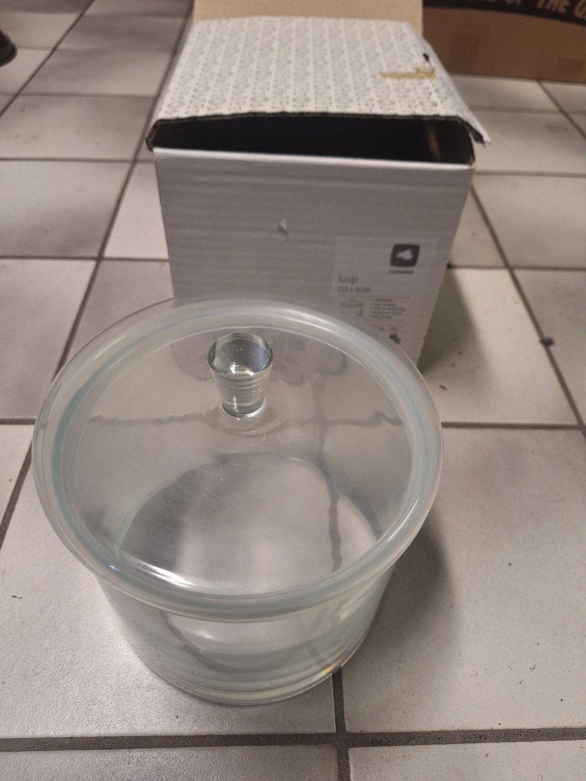 Glazen schaal met deksel, Glas, Ophalen, Nieuw