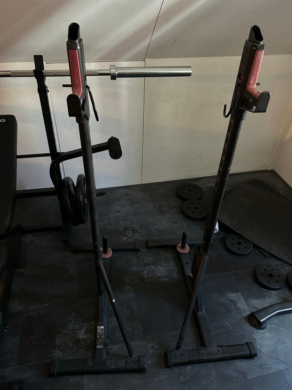 Verstelbare Squat/benchpress Racks / Haltersteunen, Sport en Fitness, Ophalen, Gebruikt, Benen, Overige typen