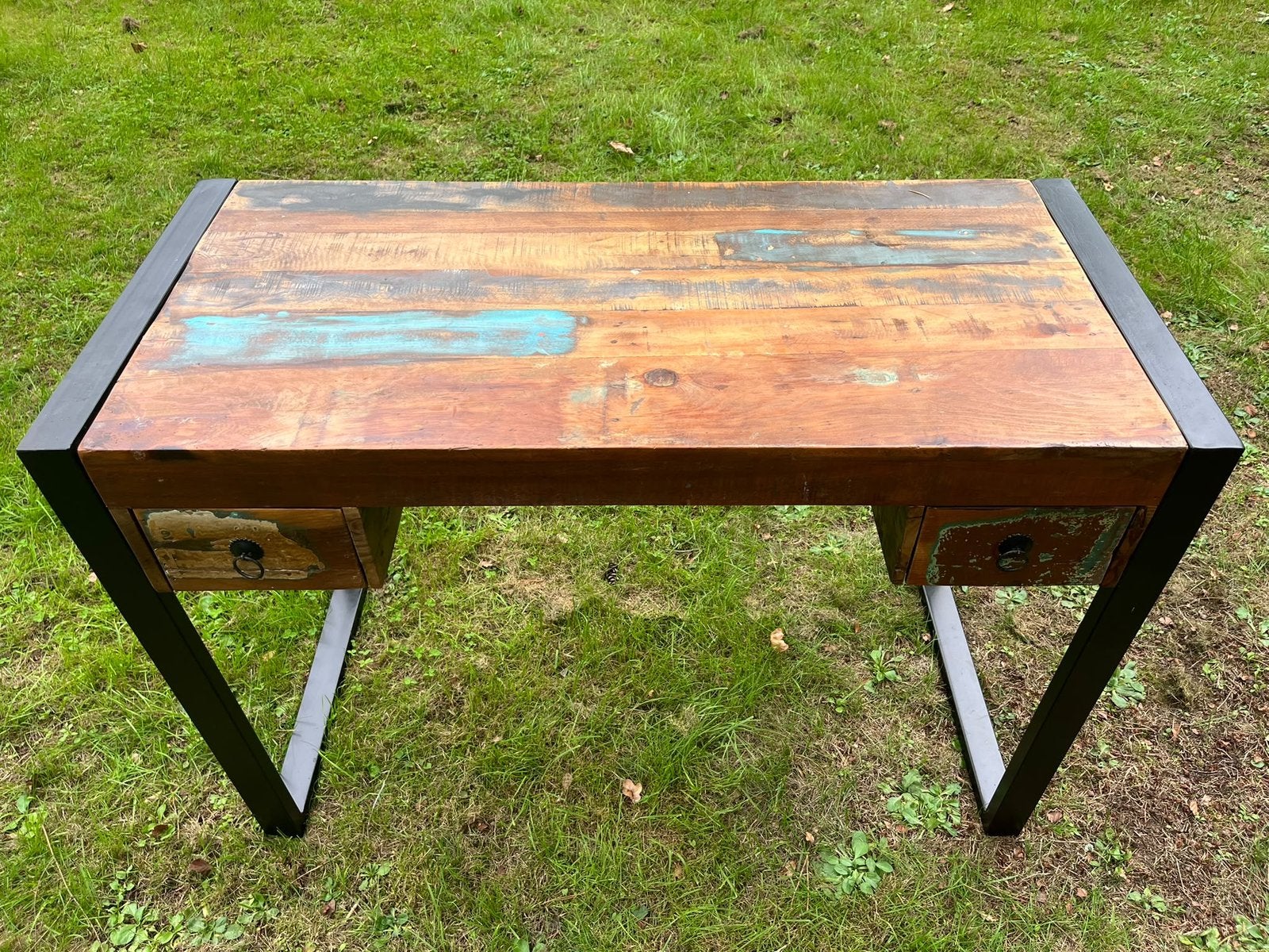 Buro hout en metaal, Ophalen, Gebruikt, Hout, Schoolbureau