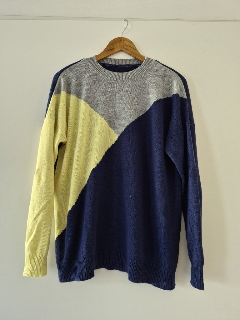 Trui Shein maat XL dames - blauw / geel, Blauw, Maat 46/48 (XL) of groter, Ophalen of Verzenden, Zo goed als nieuw