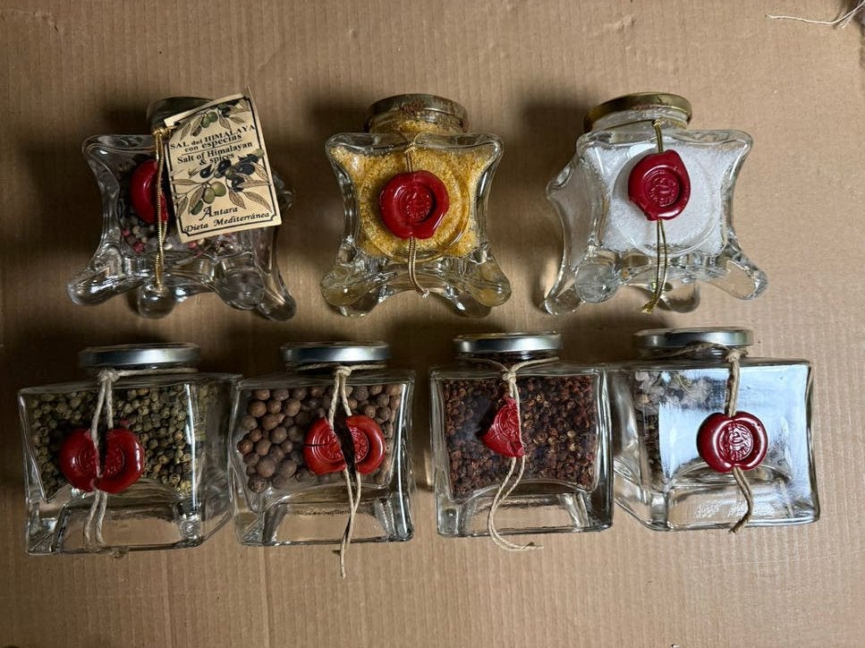 Grote sierpotten met kruiden en zout, Glas, Nieuw, Ophalen of Verzenden, Voorraadpot