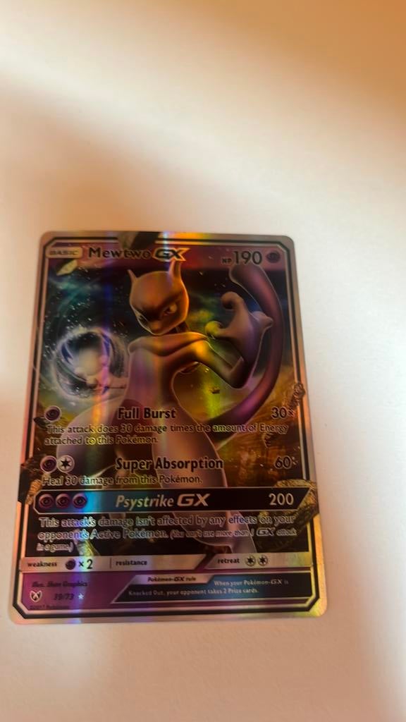 Mewtwo GX, Verzenden, Zo goed als nieuw, Losse kaart, Foil