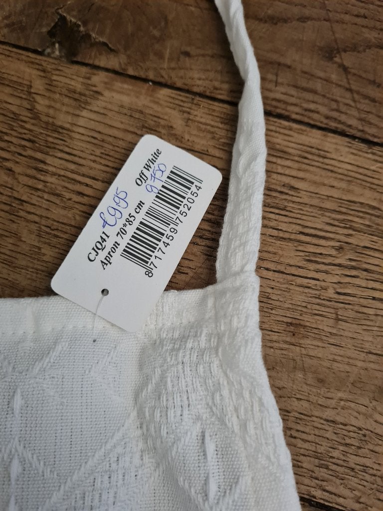 Off white nieuwe schort merk Clayre & Eef foto 1 t/m 4, Heikant 21 Kaatsheuvel, Wit, Belle Vieille Brocante, Nieuw