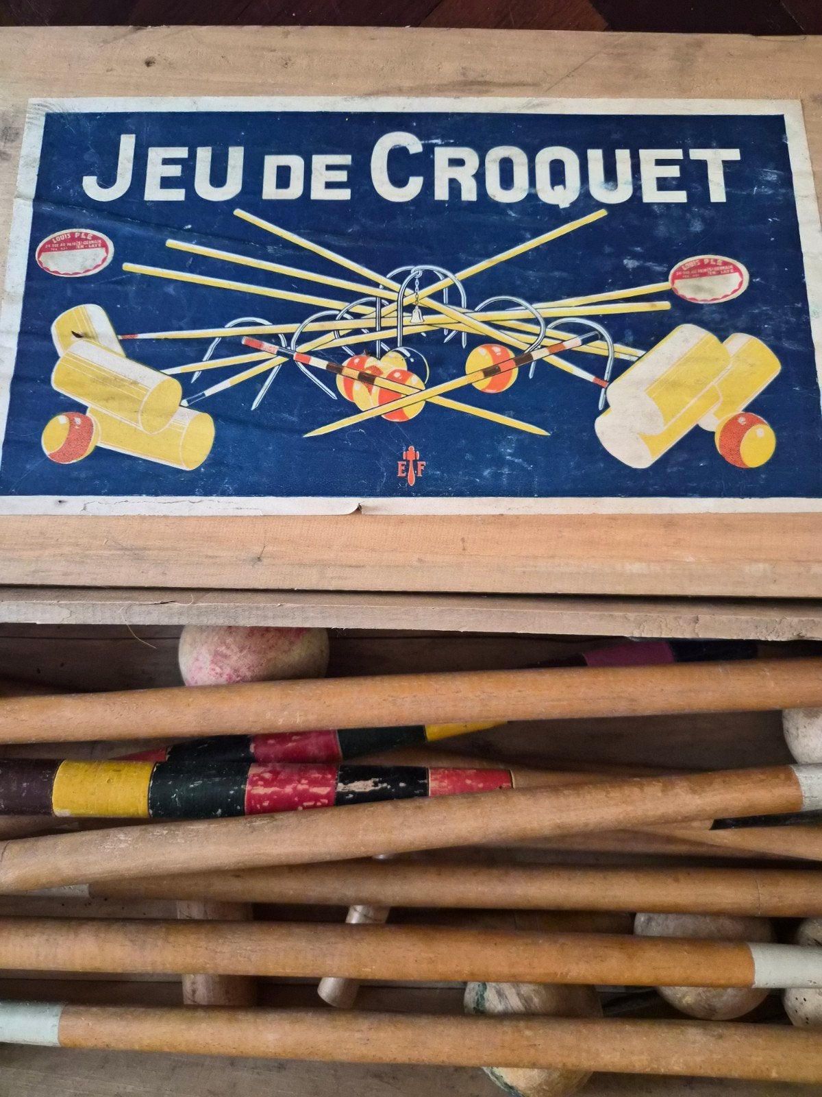 Vintage Franse Croquetset uit de jaren '50/'60 in kist, Ophalen