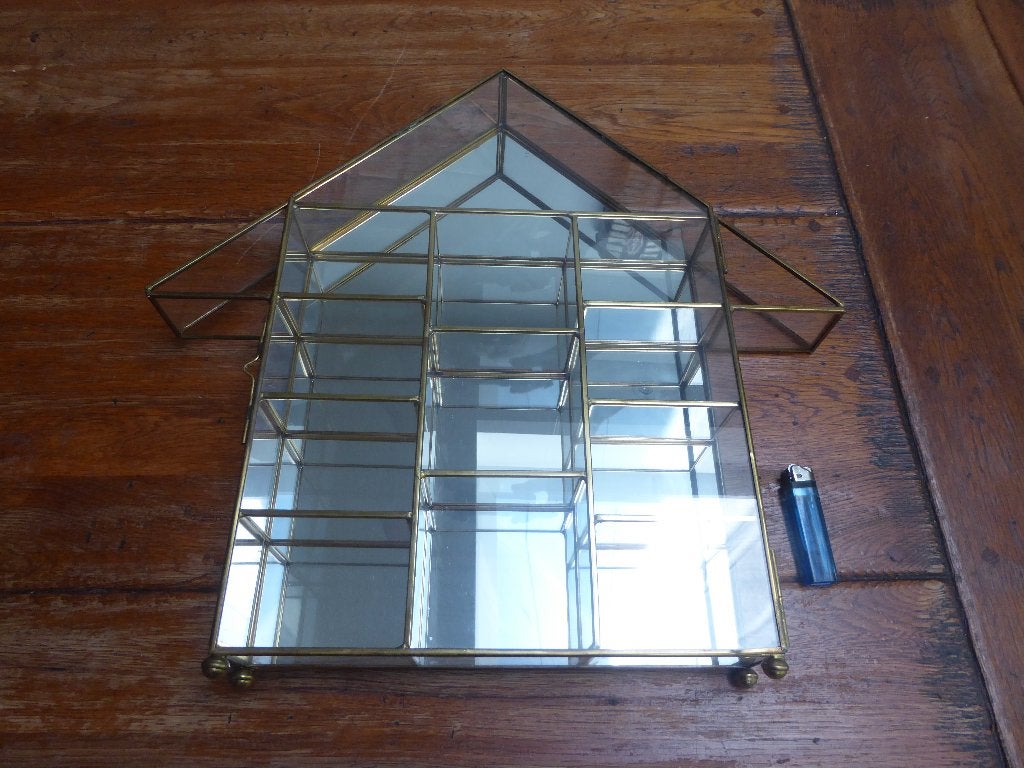 Vintage glas in koper kastje, huis, Ophalen of Verzenden