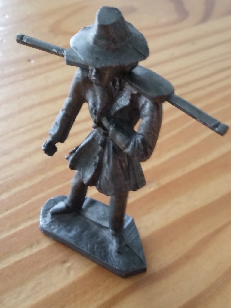 tin man met juk 7,5 cm hoog oude ambachten, Antiek en Kunst, Antiek | Tin, Ophalen of Verzenden