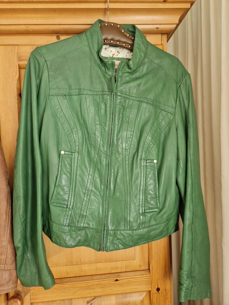 Leren jasje, Maat 42/44 (L), Ophalen of Verzenden, Gedragen, Groen
