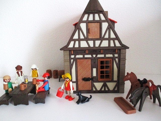 playmobil middeleeuws vakwerkhuis vintage lees beschrijving, Gebruikt, Gebouw, Complete set, Ophalen of Verzenden