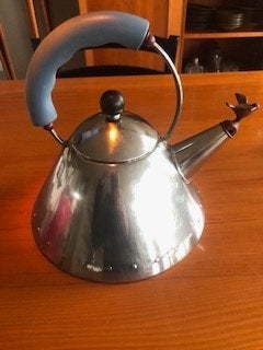 ALESSI Waterketel 9093 Michael Graves, Theepot/fluitketel, Ophalen of Verzenden, Gebruikt, Zilver