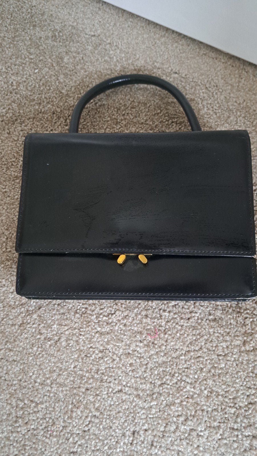 vintage zwart leren tas, Zumpolle 22 x 17 cm, Ophalen of Verzenden, Gebruikt, Zwart, Schoudertasje