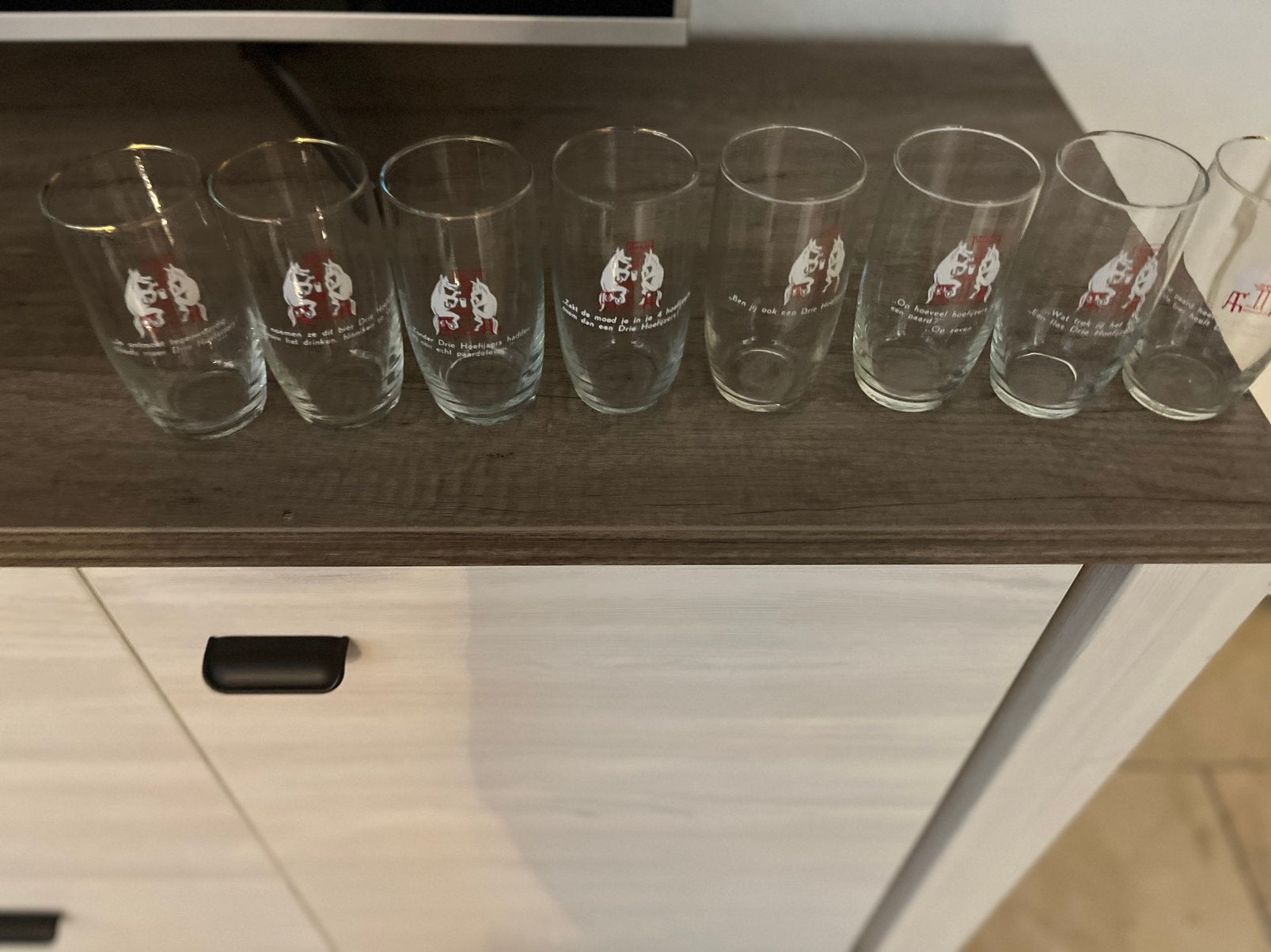 Spreuk glazen drie hoefijzer per stuk 2,50, Ophalen, Glas of Glazen, Overige stijlen, Glas