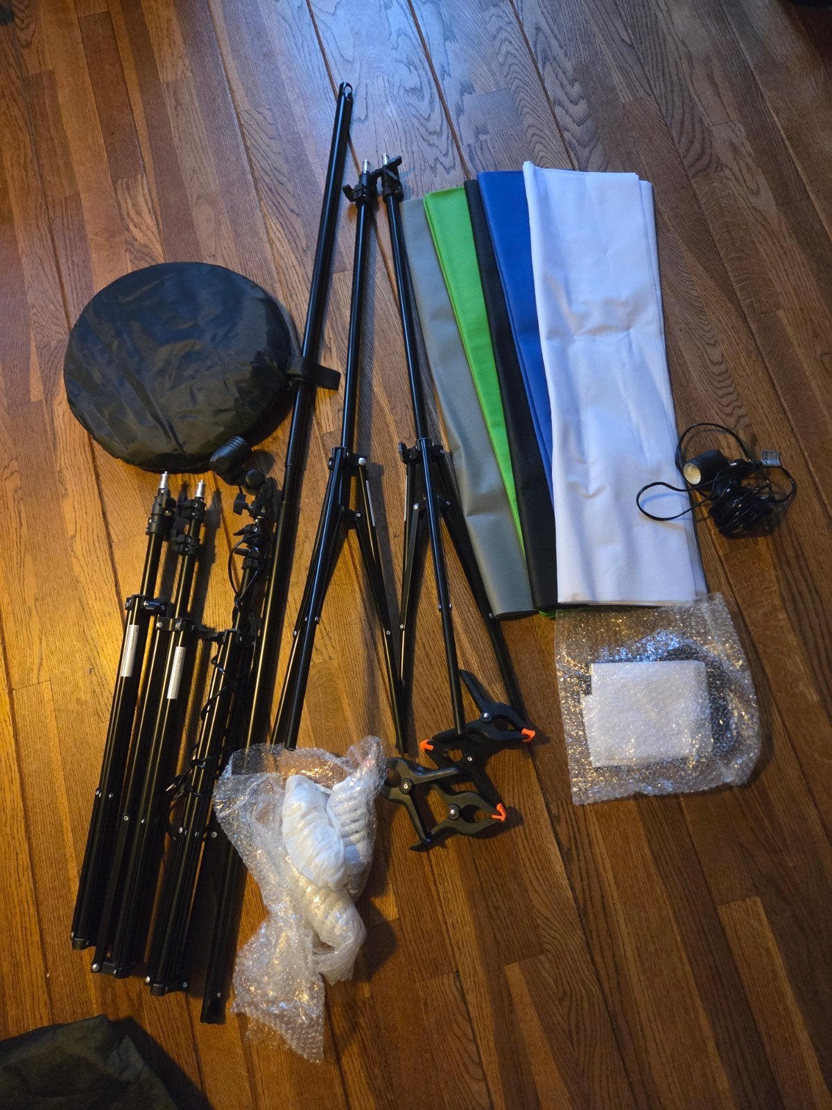 Complete Fotostudio set met achtergrond, lampen en statieven, Ophalen, Inclusief draagtas, Complete fotostudio, Zo goed als nieuw