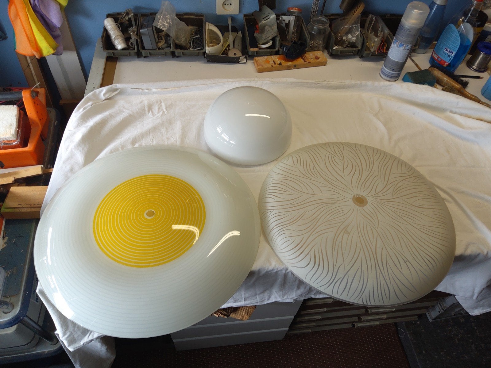 vintage plafond kappen, Ophalen, Glas