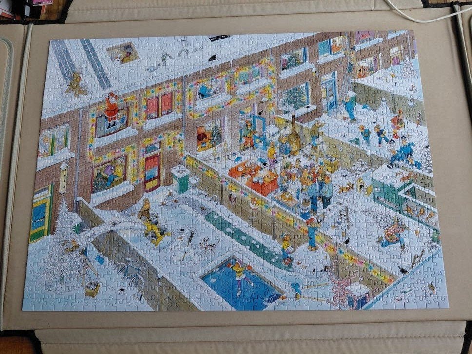 Jan van Haasteren Kerstavond Legpuzzel 1000+ stukjes, Ophalen of Verzenden, 500 t/m 1500 stukjes, Zo goed als nieuw, Legpuzzel