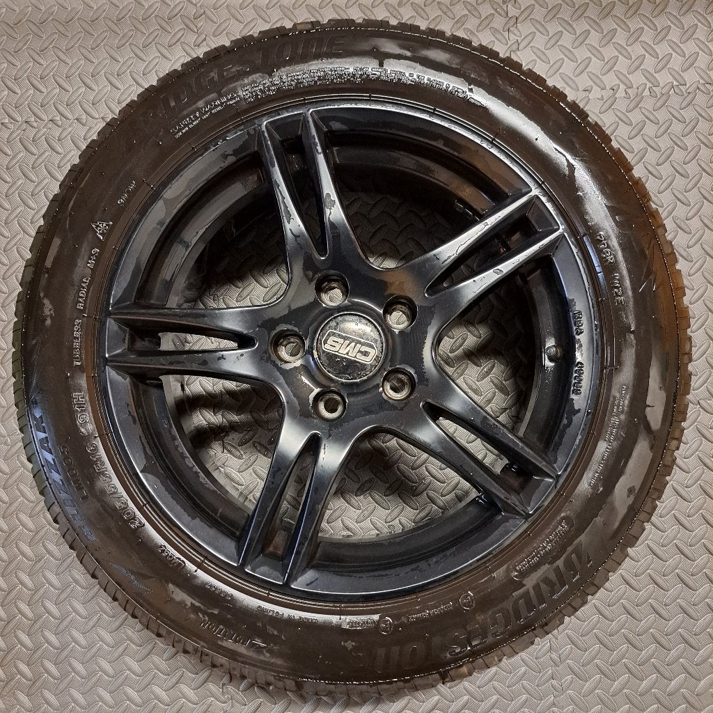 CMS C9 16 inch mat zwarte velgen + Bridgestone winterbanden, Gebruikt, -, Banden en Velgen, -