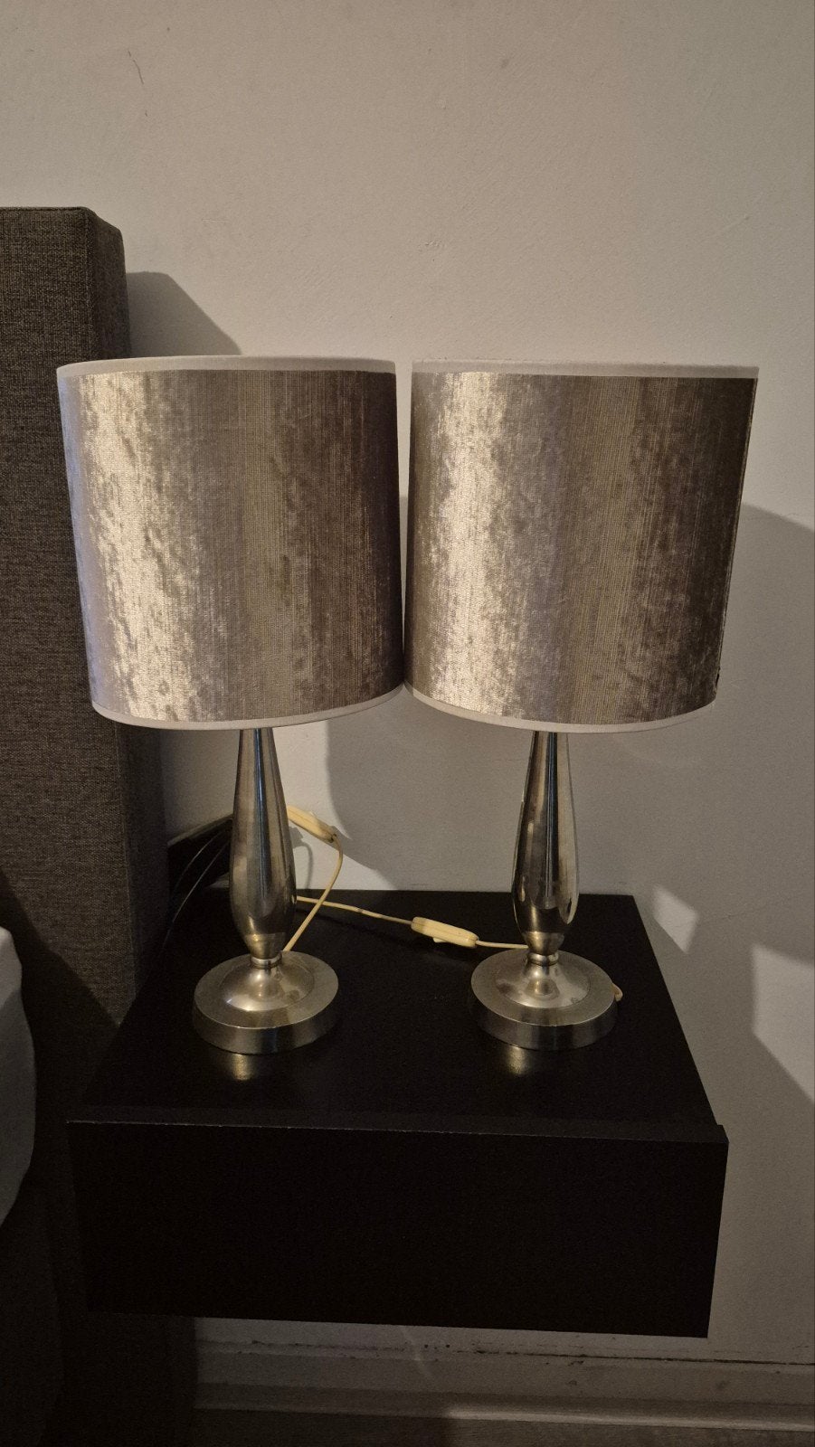 Set van 2 luxe velours Maison Manon lampenkappen Brons/Goud, Ophalen, Zo goed als nieuw, Textiel, Goud