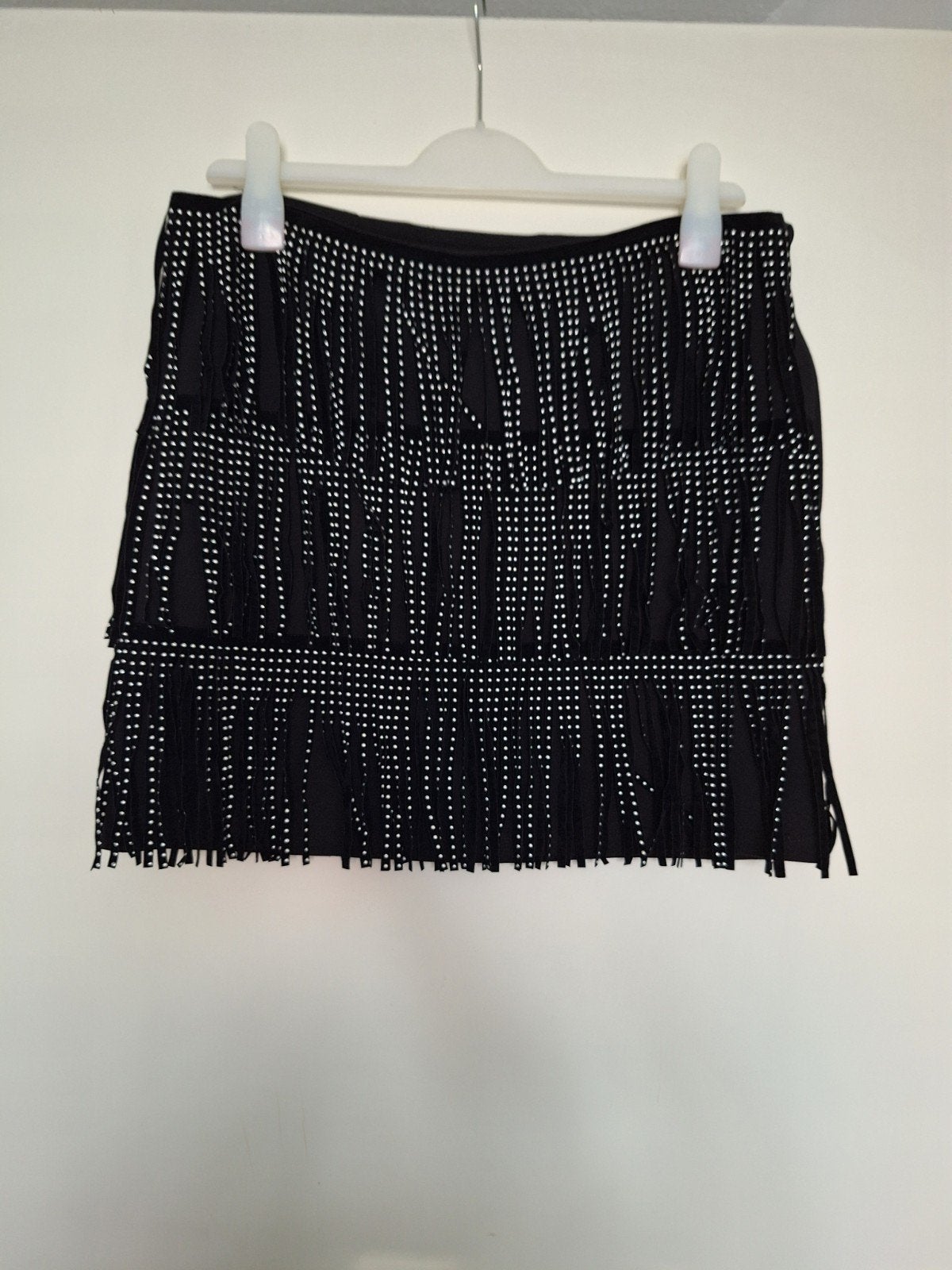 Coolcat Zwart Rokje met Franjes en Studs - Maat L, Kleding | Dames, Zwart, Maat 42/44 (L), Ophalen of Verzenden, Zo goed als nieuw