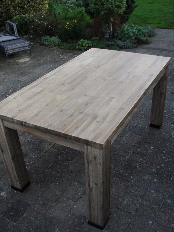 Eettafel massief hout 160 x 90 cm, Ophalen, Gebruikt, 50 tot 100 cm, 150 tot 200 cm