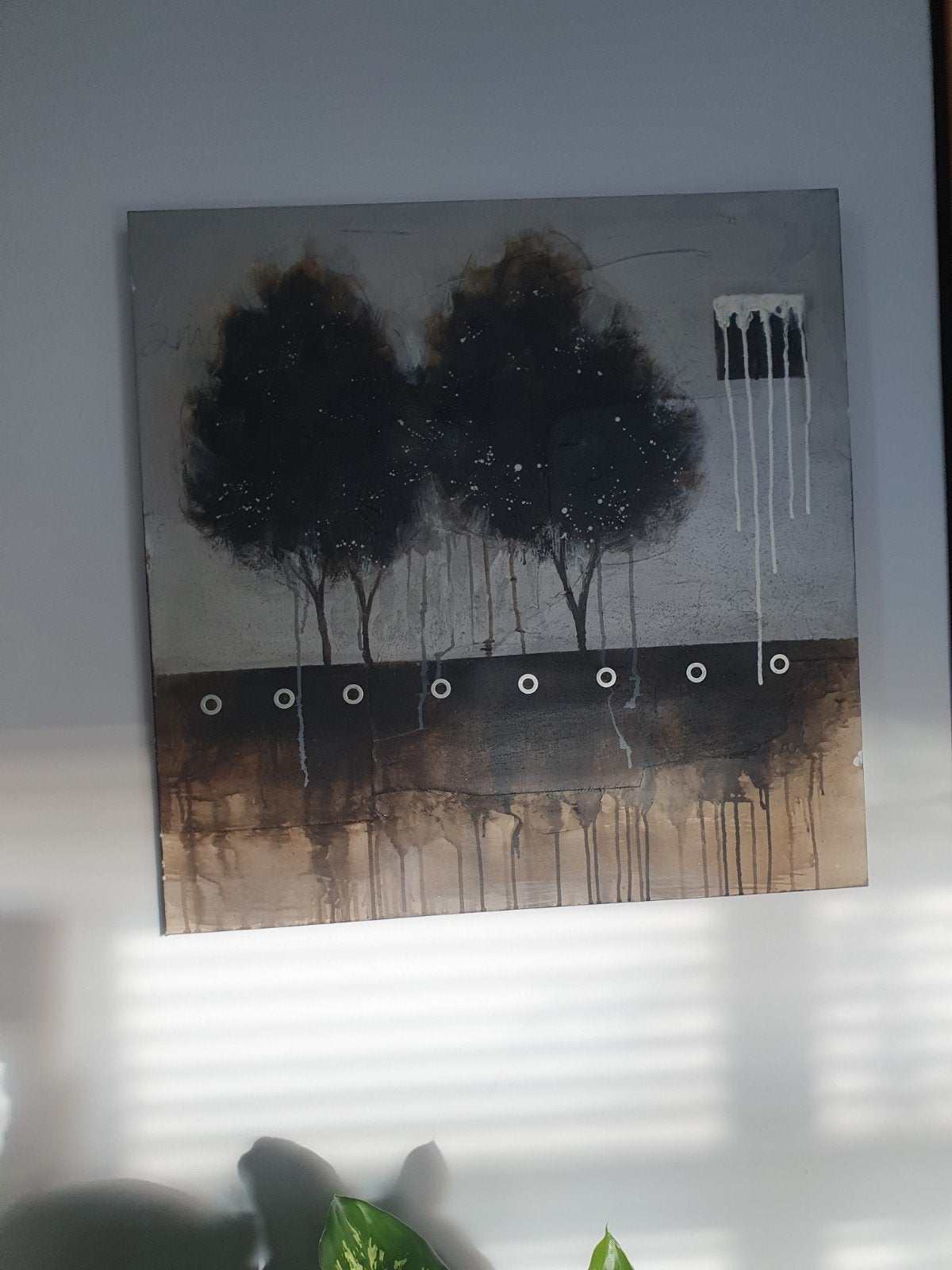 Schilderij 60 69 cm. Handgeverfd. + Coco Maison wandklok dia, Ophalen of Verzenden, Zo goed als nieuw