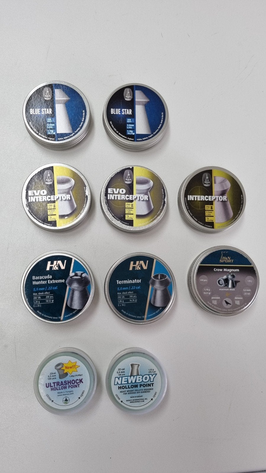 Diverse luchtbuks pellets 5,5mm (+/- 2050stuks), Ophalen of Verzenden, Gebruikt